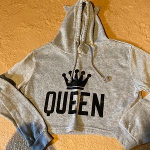 Gray Cropped Hoodie